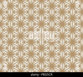 Nahtlose Muster auf Japanisch ornament Kumiko. Goldene Farbe. Sechseck Gitter. Stock Vektor