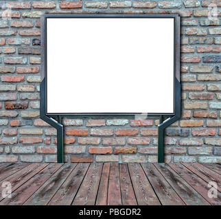 Große Leere, Leere, weiße Billboard Bildschirm Red brick wall Stockfoto