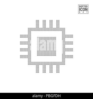Microchip Dot Pattern Symbol. Microchip gepunktete Symbol isoliert auf weißem Hintergrund. Abbildung: Mikrochip. Hintergrund für Banner, Zertifikat, Poster Stockfoto