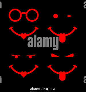 Satz von lächelnden Gesichtern, Designelemente für Web Design, Banner, Präsentationen oder Visitenkarten, Flyer, Broschüren und Plakate. Stockfoto