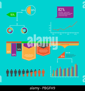 Menschen und andere infografik Elemente einstellen. Designelemente für Web Design, Banner, Präsentationen oder Visitenkarten, Flyer, Broschüren und Poster Stockfoto