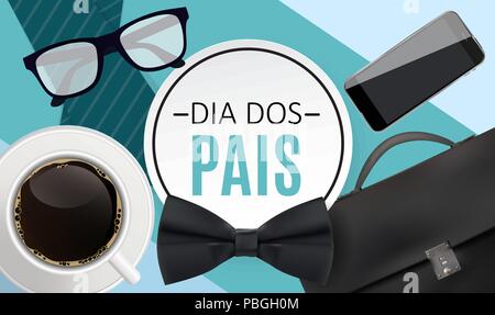 Urlaub in Brasilien Vatertag. Portugiesisch Brasilien sagen Happy Vatertag. Dia dos Pais. Vector Illustration Stock Vektor