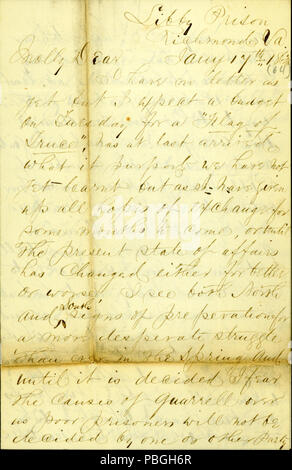 902 Brief von James E. Liebe, Libby Gefängnis, Richmond, Virginia, Molly, 17. Januar 1864 Stockfoto