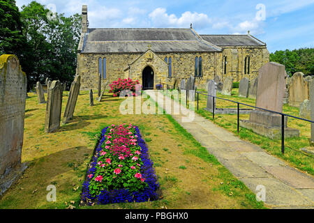 Heddon an der Wand St Andrews Sächsische Norman 630 AD Kirche und Friedhof Stockfoto