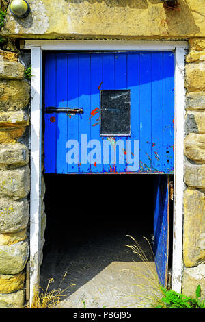 Bi-Fold blau Pferde stall Tür Stockfoto