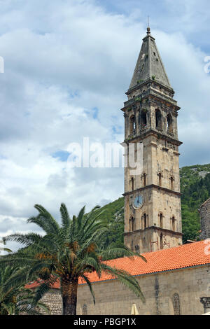 Sankt Nikolaus Kirche Turm Perast Montenegro Stockfoto