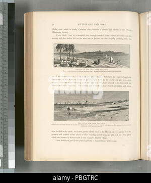 1623 Die Stadt von Morgen (Akka) aus dem Norden. Mount Carmel ist in der Ferne zu sehen, die über die Bucht. Muslimische Friedhof und Aquädukt im Vordergrund (Nypl b 10607452-80612) Stockfoto