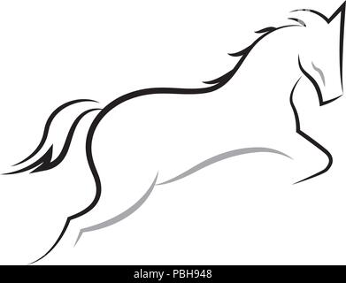 Springende Pferd Laufen springen Line Art Illustration Stock Vektor