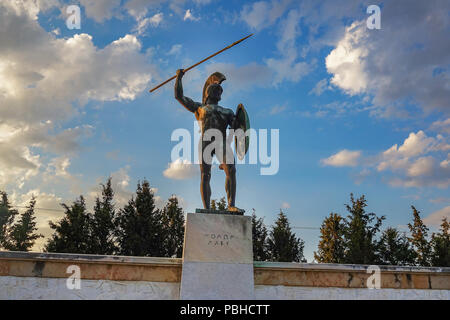 Leonidas statue am Mahnmal für die 300 Spartaner, Thermopylae, Pthiotis, Griechenland. Stockfoto