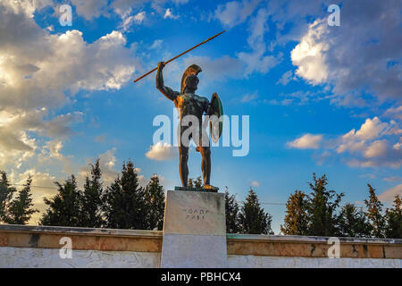 Leonidas statue am Mahnmal für die 300 Spartaner, Thermopylae, Pthiotis, Griechenland. Stockfoto