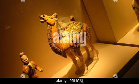 Dreifarbige glasierte Keramik der Tang Dynastie in Nanjing Museum Stockfoto