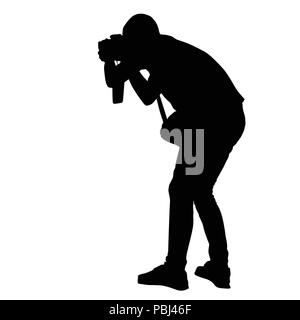 Ständigen Fotograf Silhouette auf weißem Hintergrund, Vector Illustration Stock Vektor