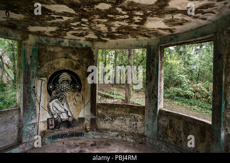 Die Swarg Ashram von Maharishi Mahesh, besucht von den Beatles, in den 60er Jahren. Rishikesh, Indien Stockfoto