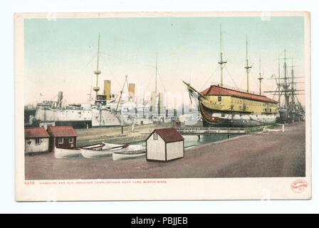 1832 Kriegsschiffe und Old Ironsides, Navy Yard, Charlestown, Masse (Nypl b 12647398-68337) Stockfoto