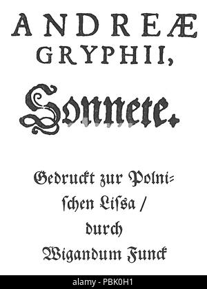 734 Gryphius Sonette+Verlag Stockfoto