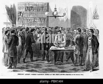 1225 Präsident Andrew Johnson Begnadigung Rebellen im Weißen Haus Stockfoto