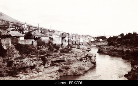 738 Habsburg Birodalom, Bosznia-Hercegovina, Mostar látképe. - Fortepan 76343 Stockfoto