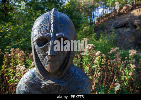 Ein waymarker auf dem Meridian in der Wyre Forest, Worcestershire, England Stockfoto