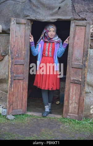 Traditionelle kirgisische Nomaden leben, Alay, Kirgisistan Stockfoto