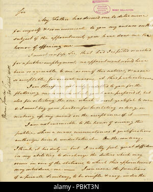 904 Brief von Thomas Sumter, Jr., Stateburgh, zu Thomas Jefferson, 20. April 1801 Stockfoto