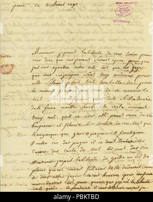 905 Brief unterzeichnet Adrien Petit, Paris, Thomas Jefferson, Philadelphia, 3. August 1790 Stockfoto