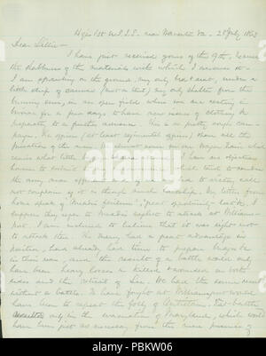 907 unterzeichneten Brief George (George Hastings), Hqrs. 1. US-SS, in der Nähe von Nanenton (), Virginia, Lillie (Lillie Umsted), 28. Juli 1863 Stockfoto