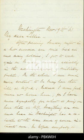 907 unterzeichneten Brief George (George Hastings), Washington, Lillie (Lillie Umsted), 19. November 1863 Stockfoto