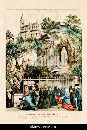 Pilger im Heiligtum Unserer Lieben Frau von Lourdes ca 1856-1907 Stockfoto