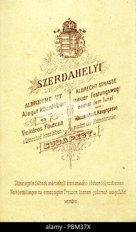 778 Hunyadi János (Albrecht) út 9., Szerdahelyi fényképész. Eine felvétel 1880 - Verbot készült. 90393 Fortepan Stockfoto