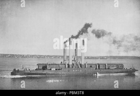 . Englisch: intercolonial Railway (ICR) Schiene Fährverbindung über die Meerenge von Canso Causeway. Vor ca. 1900 786 ICR FerryScotia StraitOfCanso Ca 1900 Stockfoto