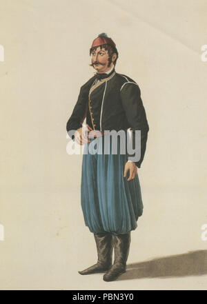 989 Mann von Parga, farbige Kupferstich von J Cartwright Stockfoto