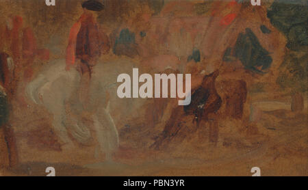 990 Mann auf einem weißen Pferd - Stockfoto