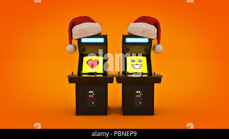 Vintage arcade spiel Maschinenkonzept Frohe Weihnachten 3D-Rendering Stockfoto