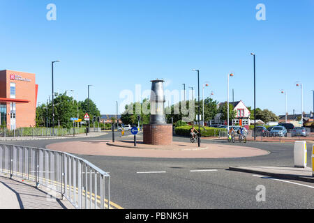 Miner's Lampe Kreisverkehr, Stadion, Schafställe, Sunderland, Tyne und Wear, England, Vereinigtes Königreich Stockfoto