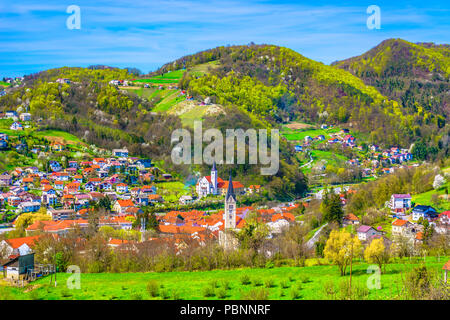 Malerische Aussicht bei Krapina Dorf in der Region Zagorje Kroatien Europa. Stockfoto