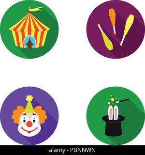 Arena, Kunst, Zirkus, Clown, Vereine, Sammlung, flach, Hut, Icon, Illustration, isoliert, Jonglage, Logo, Magier, Leistung, Set, show, Zeichen, Symbol, Zelt, Vektor-, Web-, Vektor, Vektoren, Stock Vektor