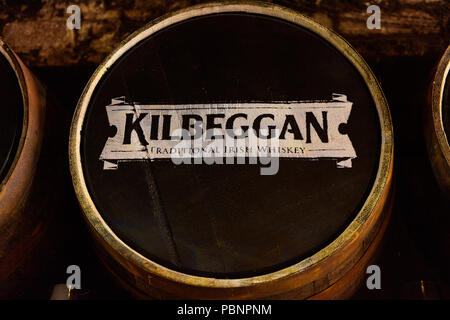 DUBLIN, Irland - 12. JULI 2016: Kilbeggan in der Irish Whiskey Museum in Dublin. Es ist ein beliebtes touristisches Ziel. Stockfoto