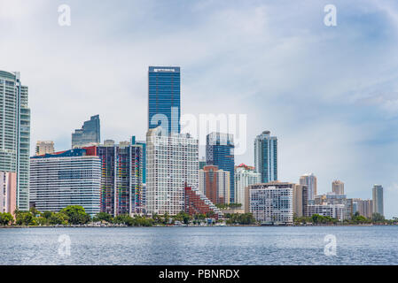 Brickell, die Skyline von Miami an der Biscayne Bay. Stockfoto
