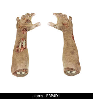 Halloween Thema: schreckliche Zombie hand auf Weiß. 3D-Darstellung Stockfoto