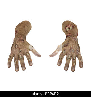 Halloween Thema: schreckliche Zombie hand auf Weiß. 3D-Darstellung Stockfoto