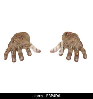 Halloween Thema: schreckliche Zombie hand auf Weiß. 3D-Darstellung Stockfoto