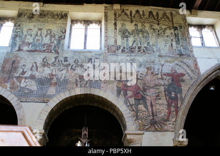 Wandmalereien in der St. Peter und Paul Kirche, Pickering Stockfoto