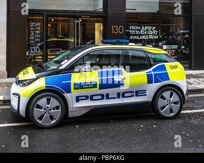 Elektrische Polizei Auto London - London Metropolitan Police elektrische Polizei Auto BMW i3 Stockfoto