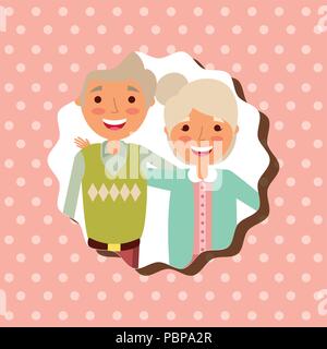 Grandparenst Tag glücklich Oma und Opa portrait Vector Illustration Stock Vektor