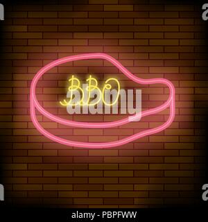 Grill Pub Neon bunte Zeichen Stock Vektor