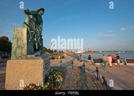 Bin ein an der Statue das Rad', Gloucester, Essex County, Massachusetts, USA Stockfoto