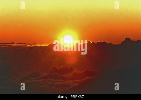 Sonnenuntergang über Haleakala Krater, Maui, Hawaii Stockfoto