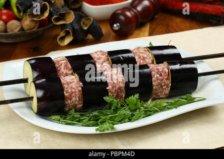 Türkische roh Aubergine kebab Stockfoto