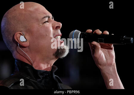 Cartagena, Spanien. 28. Juli 2018. Britische Musik Band, The Human League, während seine Leistung bei La Mar De Musicas Festival. © ABEL F. ROS/Alamy leben Nachrichten Stockfoto