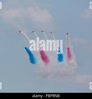 Sunderland, Großbritannien, 29. Juli 2018. Die roten Pfeile im Sunderland 2018 International Airshow in Sunderland, England. Die roten Pfeile ist kunstflugstaffel der Royal Air Force display Team. Credit: Stuart Forster/Alamy leben Nachrichten Stockfoto